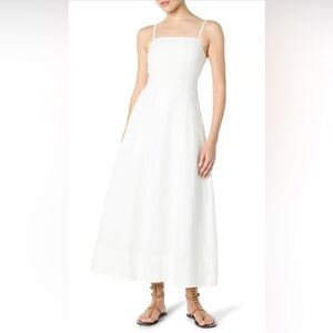 Sleeveless White Square-Neck Maxi Dress